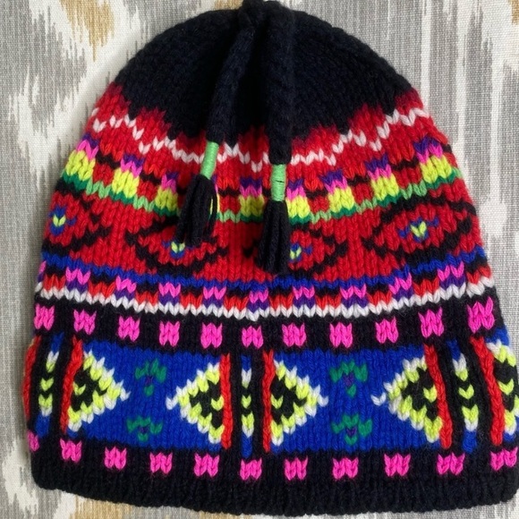 Ralph Lauren Neon Fair Isle Lambswool Knit Ski Cap - Picture 4 of 6